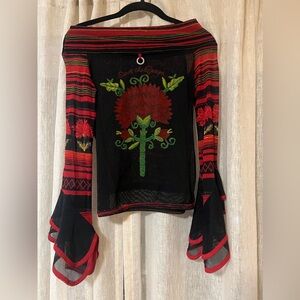 VINTAGE Save The Queen off the shoulder mesh top size S